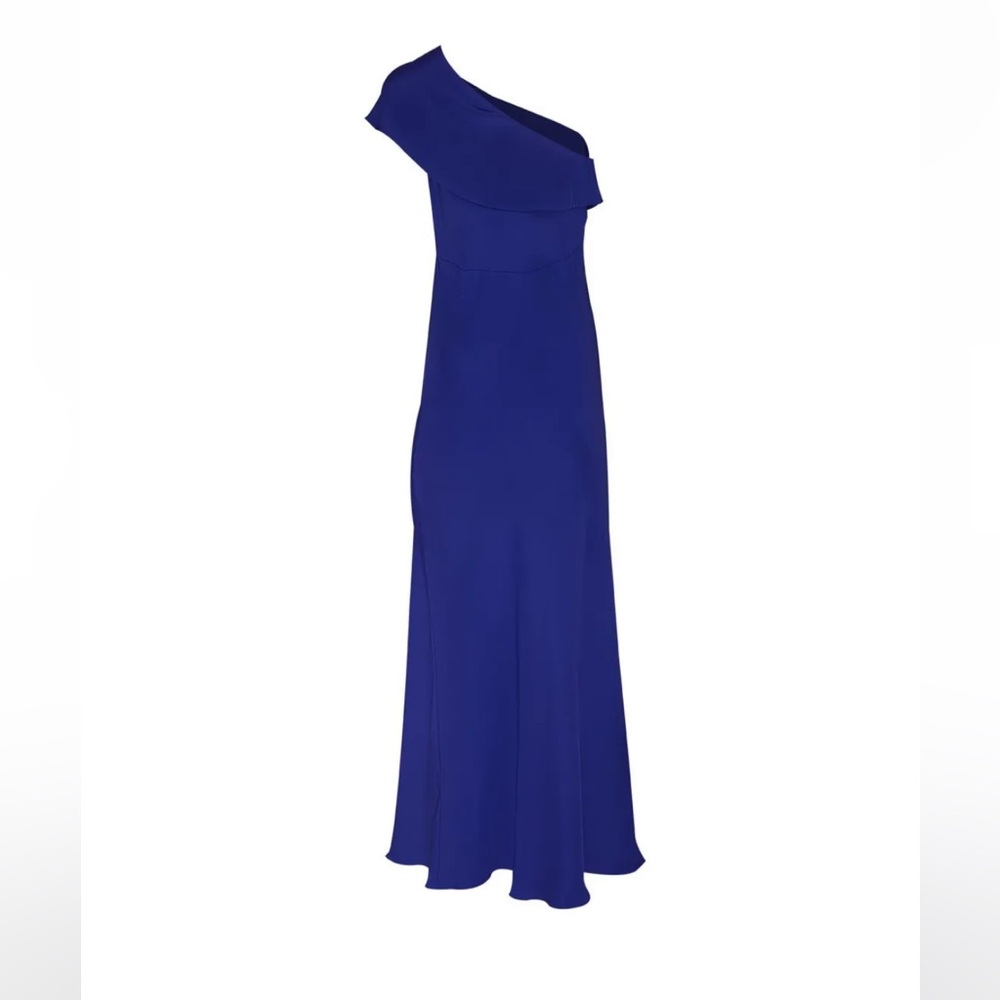 Elegant One-Shoulder Blue Dress - Picture 7 of 12